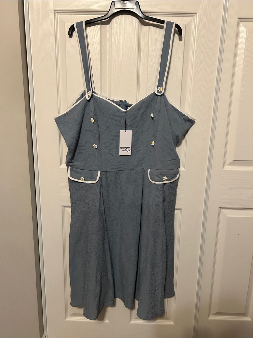 UNIQUE VINTAGE NWT Blue Sweetheart Sundress w/Daisy Buttons Women's 5X/26